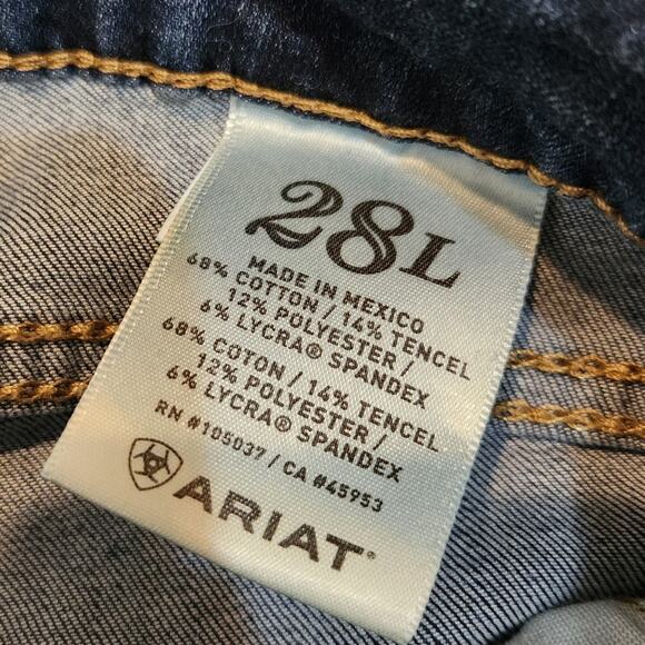 Ariat Blue Medium Wash Denim Casual Classic Low Rise Demi Bootcut Jeans Size 28L - Picture 7 of 8